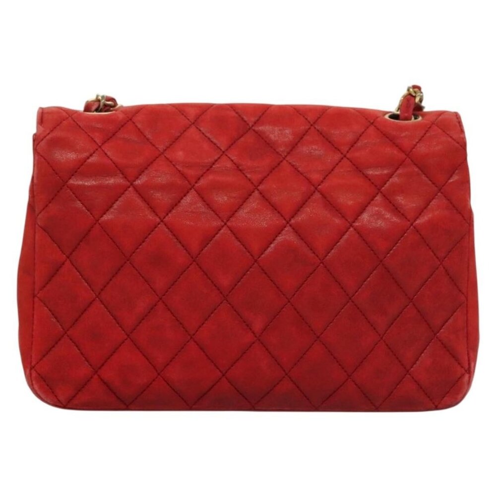 CHANEL Matelasse Chain Shoulder Bag Lamb Skin Red Gold CC Auth 136059 - Picture 3 of 16